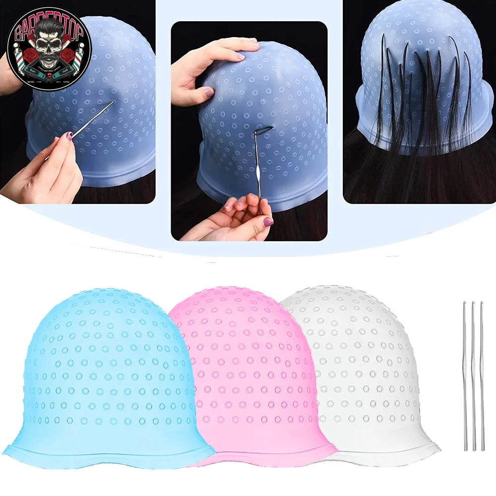 Salon Silicone Hair Coloring Cap Highlight Cap Reusable Needle Hair Dying Frosting Cap Hair Dye Hat Hairstyling Tool Accessories Peaceful Pleasures Health and Wellness