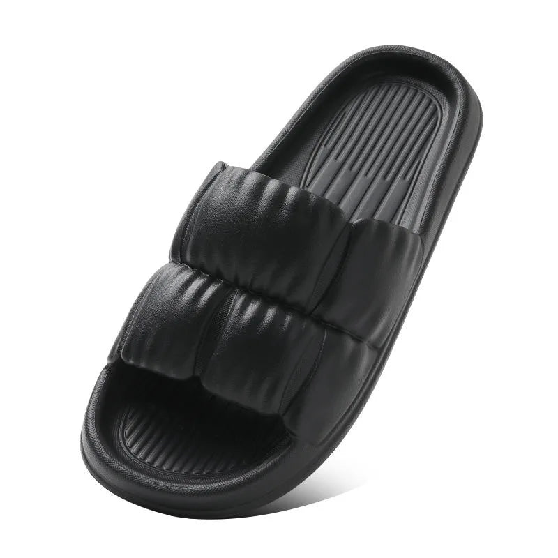 Women's Soft Sole Cloud Slippers Thick Platform Summer EVA Sandals Indoor Outdoor Beach Non-Slip Slippers Peaceful Pleasures Health and Wellness black 38-39