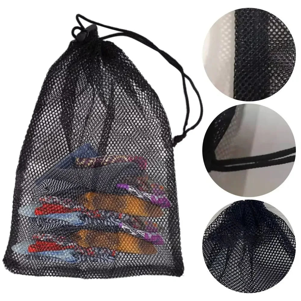 Black Mesh Drawstring Bag for Sports, Swimming & Travel Mesh Drawstring Bag Peaceful Pleasures Health and Wellness