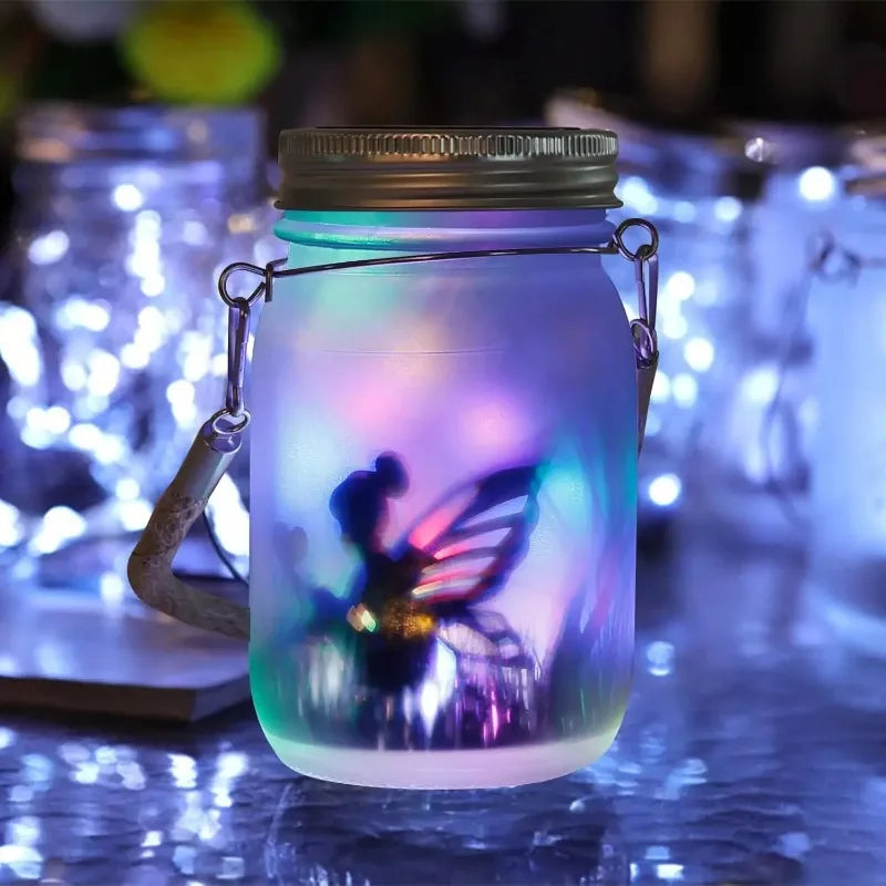 Solar LED Frosted Glass Mason Jar Fairy Light | Garden Decor