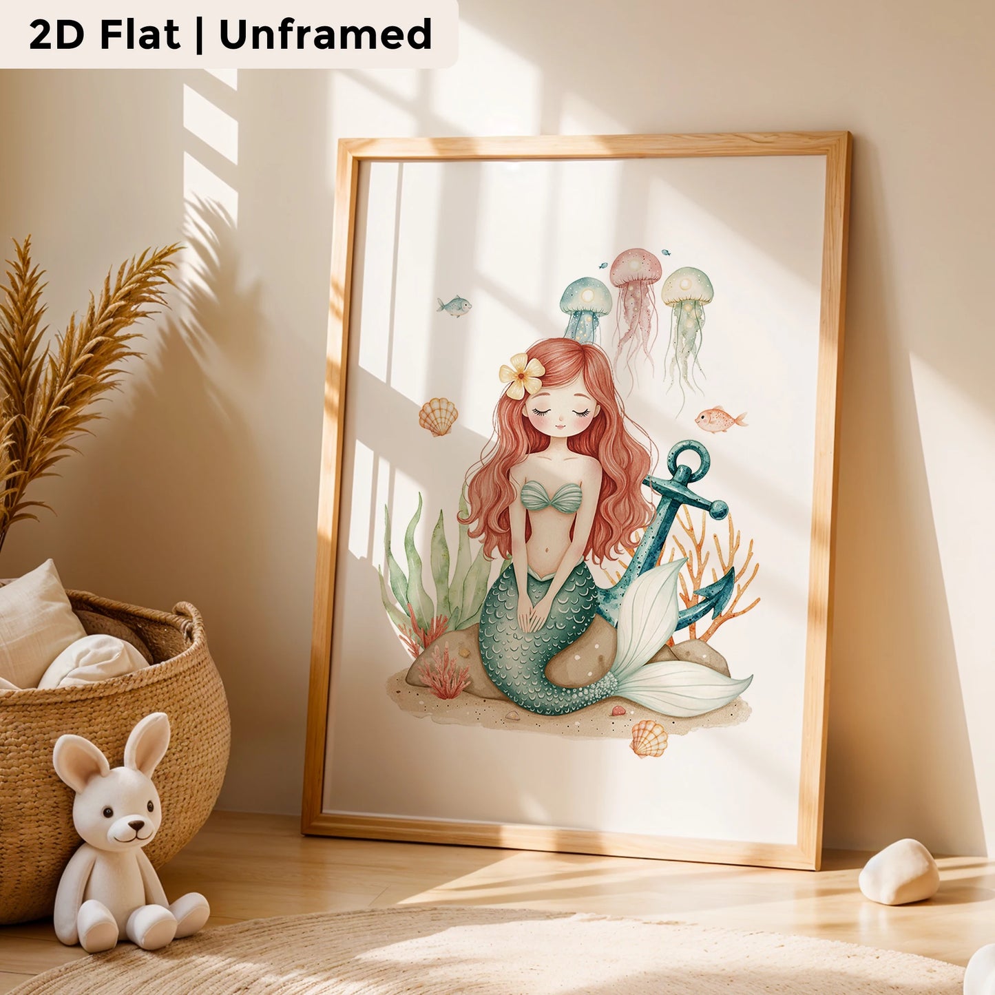 3-Piece Jellyfish Mermaid Canvas Wall Art | Kids Room Decor