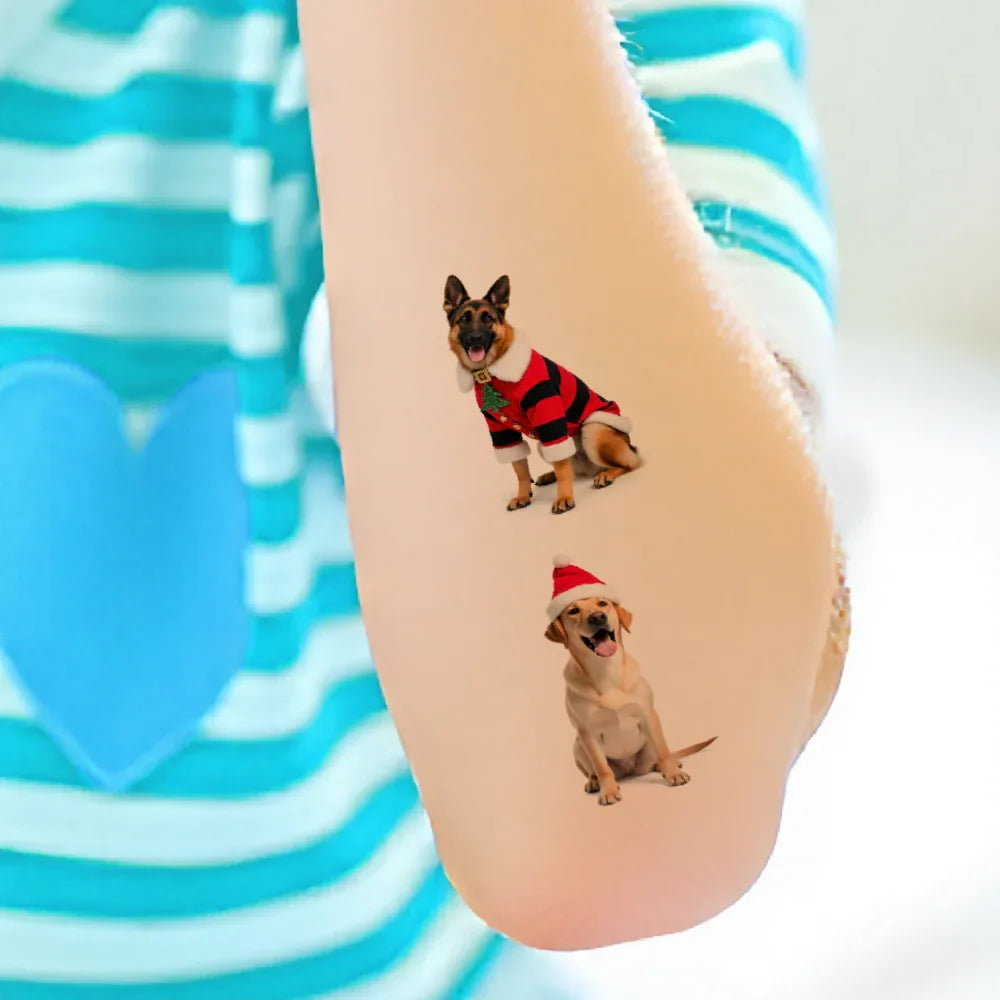 54-Piece Christmas Dog Temporary Tattoos – Waterproof Stickers