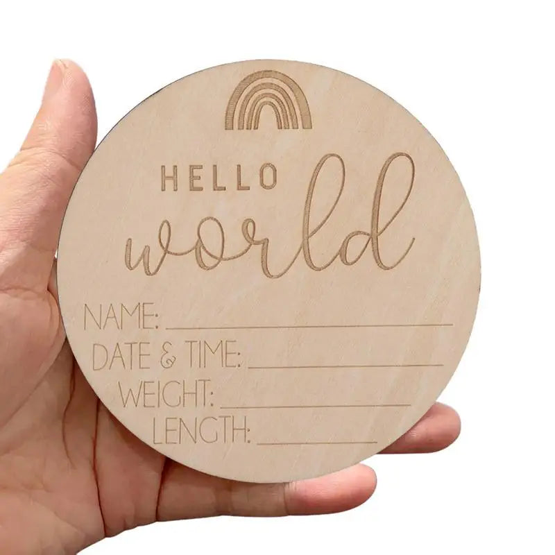 Wooden Baby Name Signs Hello World Birth Announcement Sign For Birth Baby Welcome Round Sign For Living Room Bedroom Hospital Peaceful Pleasures Health and Wellness