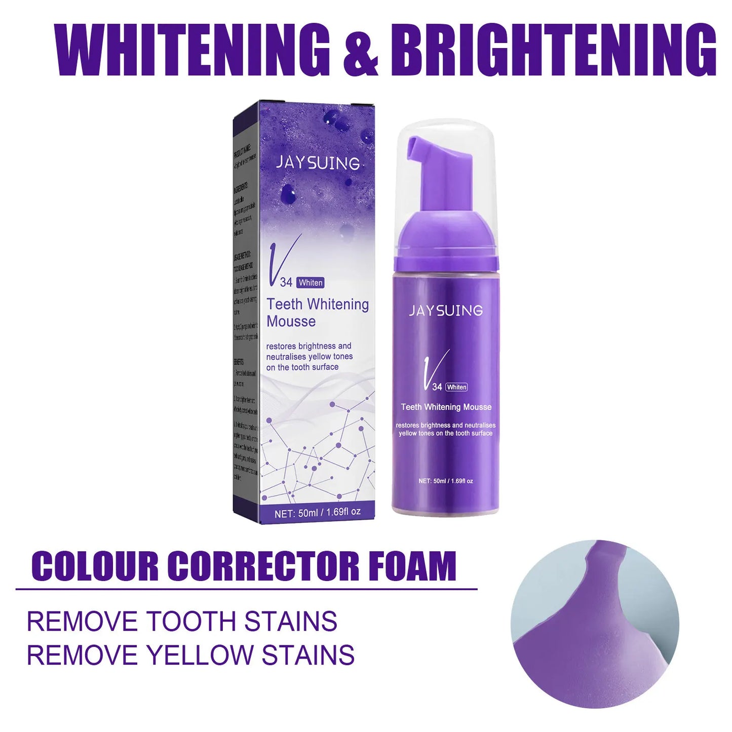 V34 Whitening Toothpaste Mousse – Stain Removal & Fresh Breath