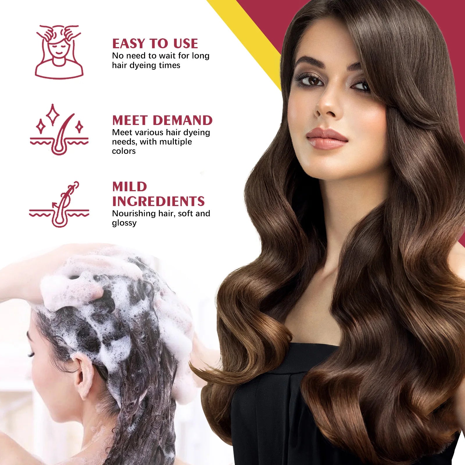3-in-1 Hair Darkening & Color Restore Shampoo – Natural Black Hair Dye Treatment 100ml Peaceful Pleasures Health and Wellness