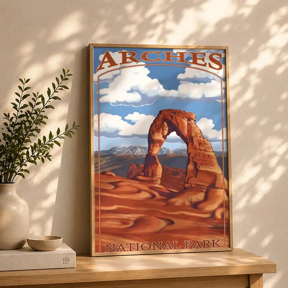 Scenery A-Arches National ParkS Poster HD Self Adhesive Waterproof Wall Art Ideal for Home Office Dorm Bedroom Great Gift Peaceful Pleasures Health and Wellness White3 50X70cmNoframe