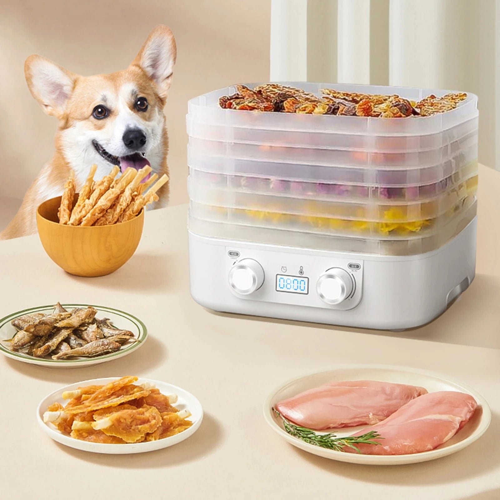 48Hours Long Lasting Thermostatic Fruit Drying Device 5 Layers Food Dehydrator Snack Herb Desiccator Temperature Adjustable Peaceful Pleasures Health and Wellness
