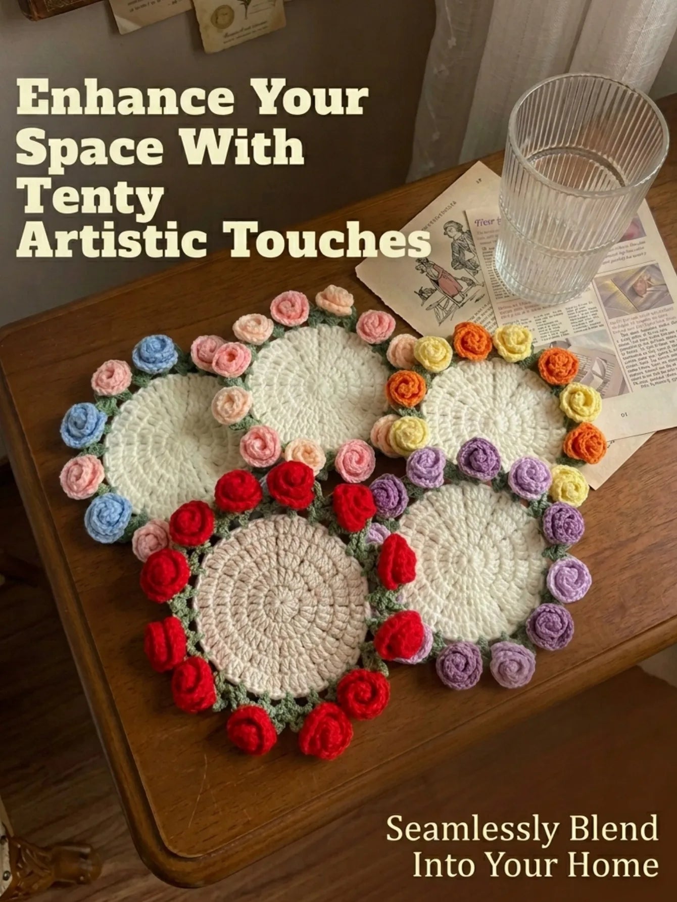 Handmade Crochet Flower Coaster | Vintage Boho Cup Mat Gift