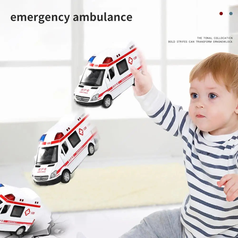 Kids Pull Back Ambulance Toy Car | Inertia Model Gift for Boys Pull Back Toy Car Peaceful Pleasures Health and Wellness