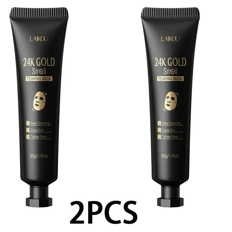 LAIKOU 24K Gold Snail Peel-Off Mask – Pore Cleaner & Blackhead Remover 50g Peaceful Pleasures Health and Wellness 2PCS