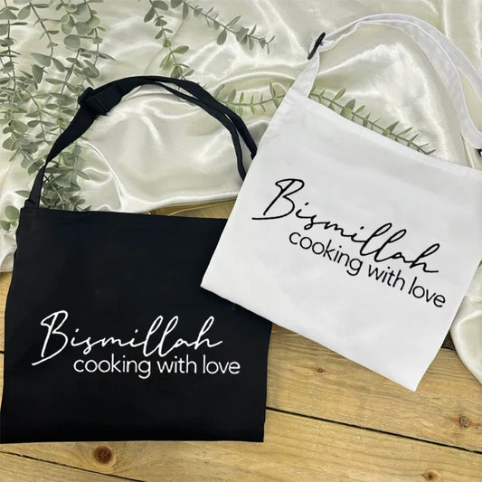 Bismillah Cooking With Love Apron | Eid Ramadan Muslim Gift Kitchen Apron Peaceful Pleasures Health and Wellness