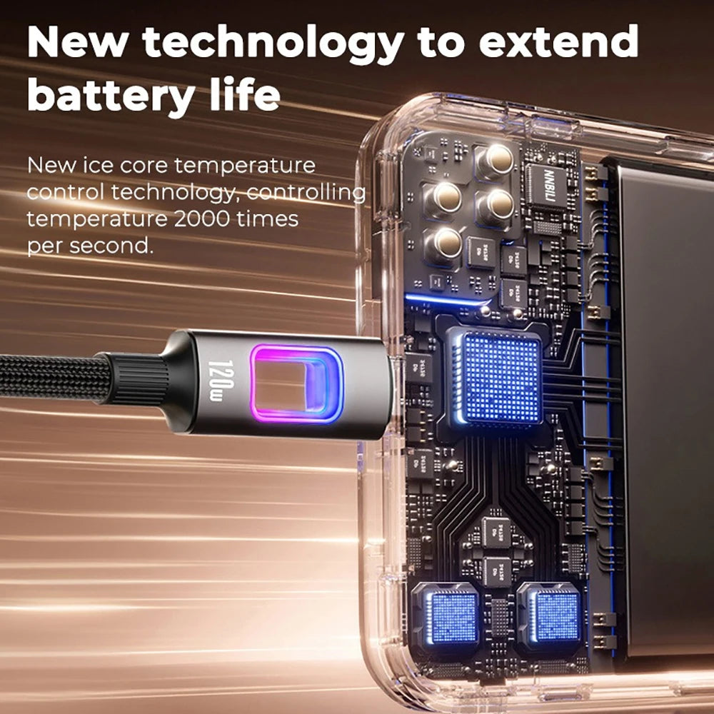 RGB 120W USB-C Fast Charging Cable – MacBook iPhone Samsung