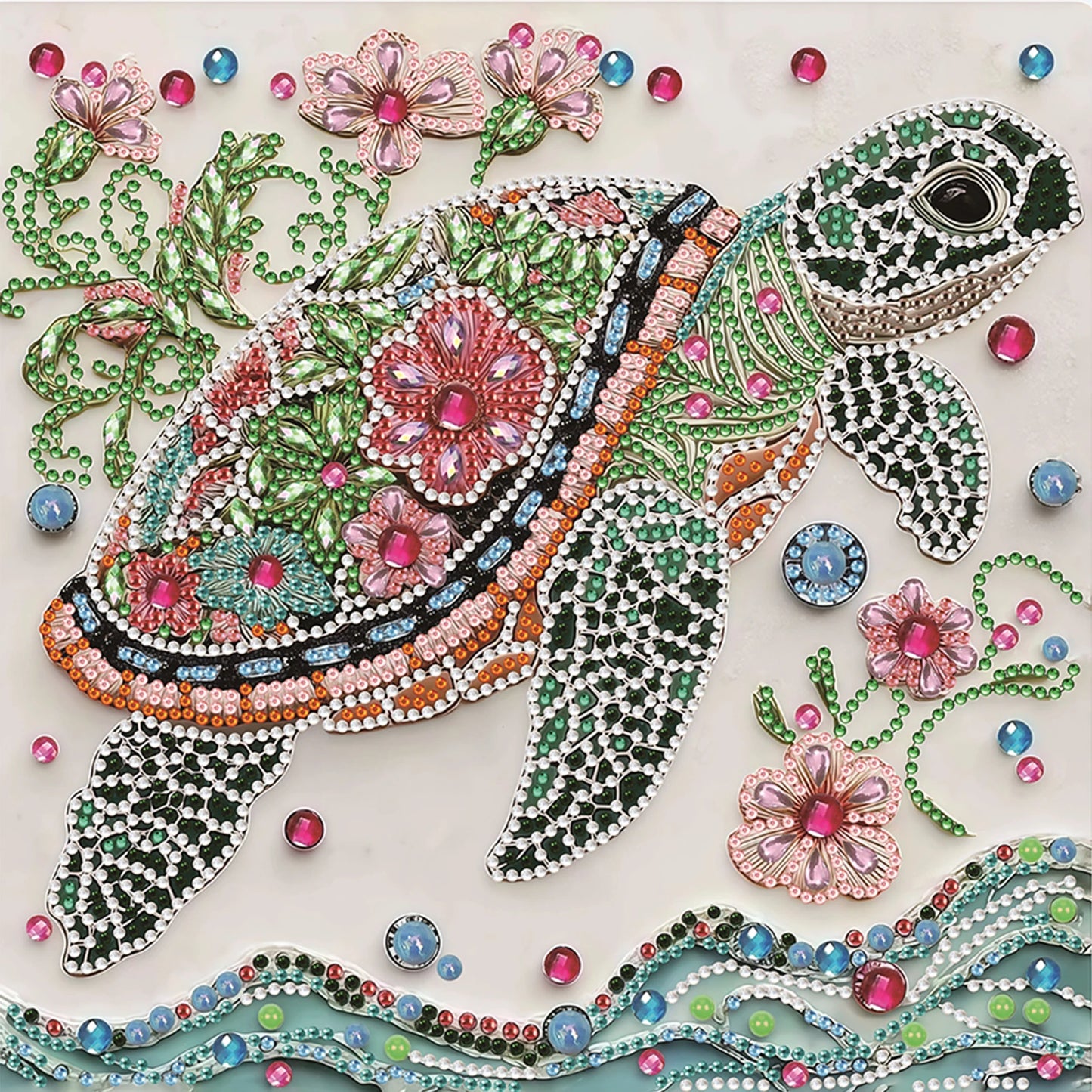 Animals Special Shaped 5D DIY Partial Drill Diamond Art Kit for Adults DIY Gift Home Decor Crystal Diamond Art 11.81 X11.81inch Peaceful Pleasures Health and Wellness Floral Tribal Turtle