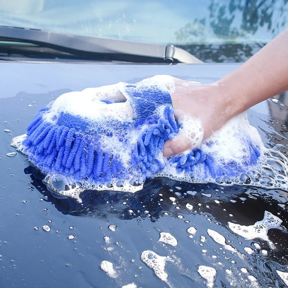 1 Pc Blue Microfiber Chenille Car Wash Sponge Care Washing Brush Pad Cleaning Tool Auto Washing Towel Gloves Styling Accessories Peaceful Pleasures Health and Wellness