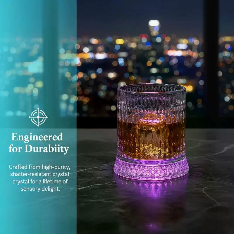 360° Spinning Glass Cup with LED Base | Bar & Home Gift
