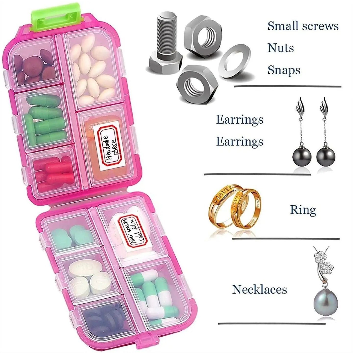 Portable Travel Pill Organizer – 12-Compartment Moisture-Proof
