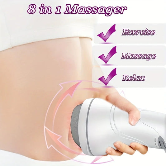 Full-Body Fitness Relaxation Massager, Multifunctional Electric Body Massager, Sports Fitness Equipment, Multifunctional Handheld Massager, Suitable for Arms/Belly/Thighs, Comes with 8 Interchangeable Massage Heads, the Best Peaceful Pleasures Health and Wellness