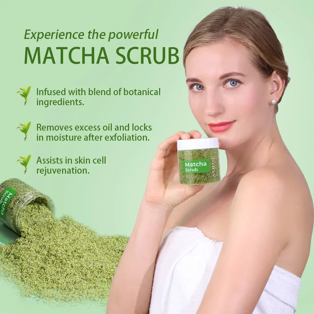 LIYALAN Matcha Green Tea Body Scrub – Sea Salt & Almond Oil Peaceful Pleasures Health and Wellness