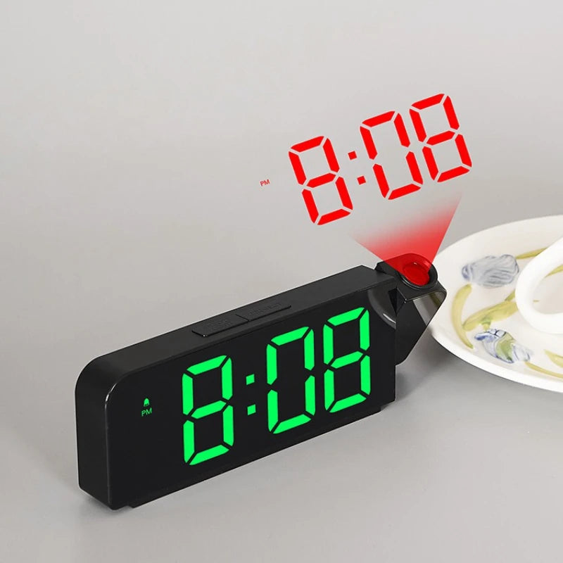USB Powered Projection Alarm Clock TEMP Date Night Mode Power-off Memory Table Clock 2 Display Modes 12H/24H LED Digital Clock Peaceful Pleasures Health and Wellness