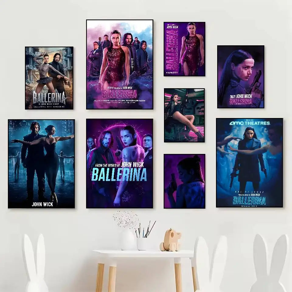Movie J-John W-Wick B-Ballerina Poster HD art poster for home living room bar office decoration sticky waterproof Peaceful Pleasures Health and Wellness