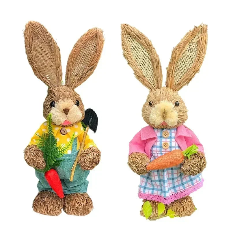 Handmade Straw Easter Bunny Ornament | Rustic Spring Decor