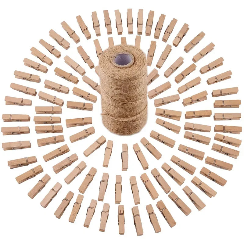 100pc Mini Wood Clothespins 25mm – Decorative Clothes Pegs