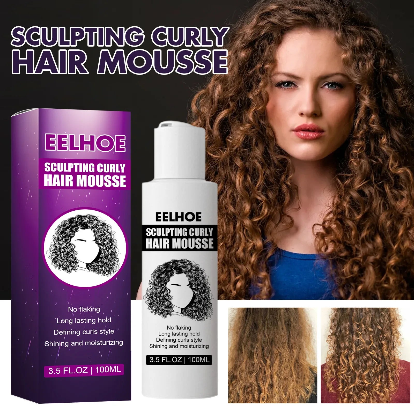 100ml Curly Elastin Mousse for Wavy Hair Care Peaceful Pleasures Health and Wellness