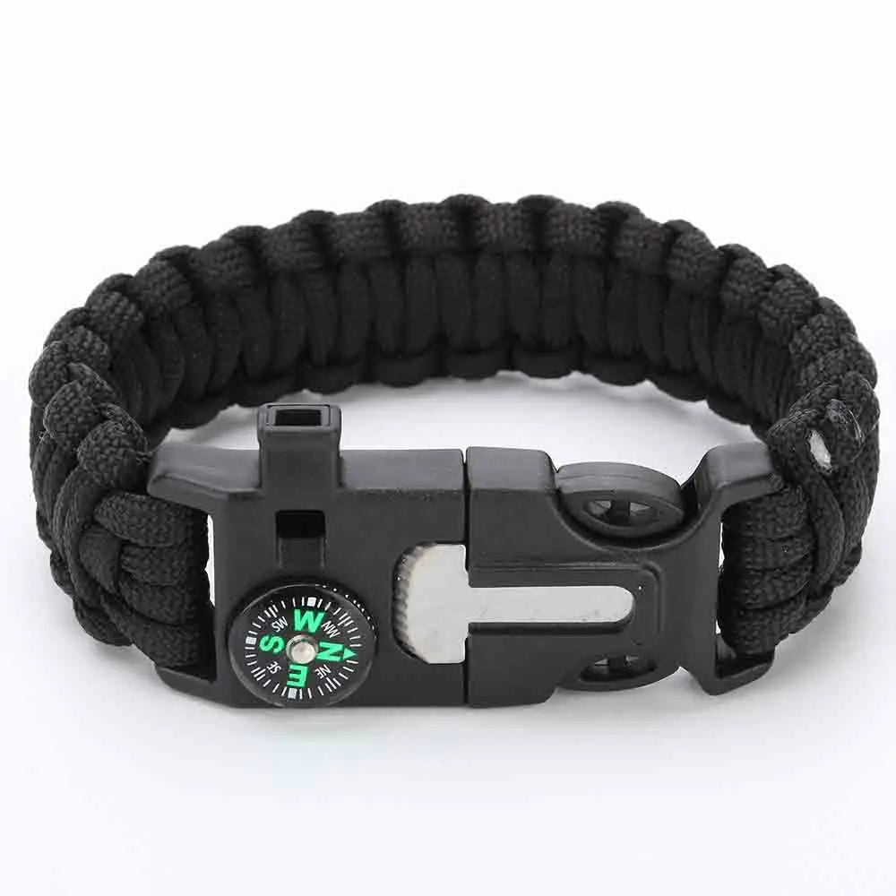 (No flint) Outdoor Survival Umbrella Rope SOS Bracelet Emergency Rescue Bracelet Compass Sport Tactical Whistle Bracelets Peaceful Pleasures Health and Wellness