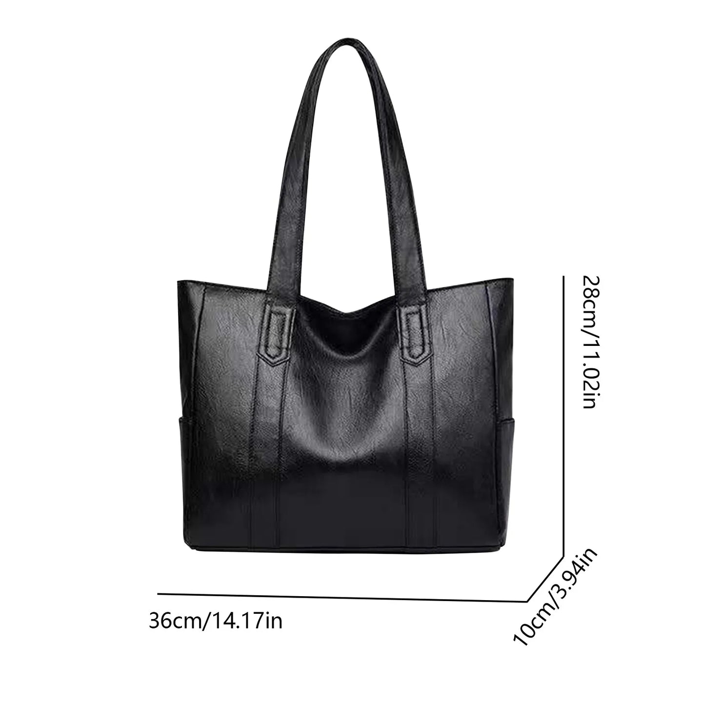 Women's Large Capacity PU Leather Tote Shoulder Handbag