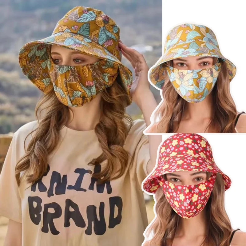 Women's Wide Brim Floral UV Sun Hat – Beach, Garden & Cycling