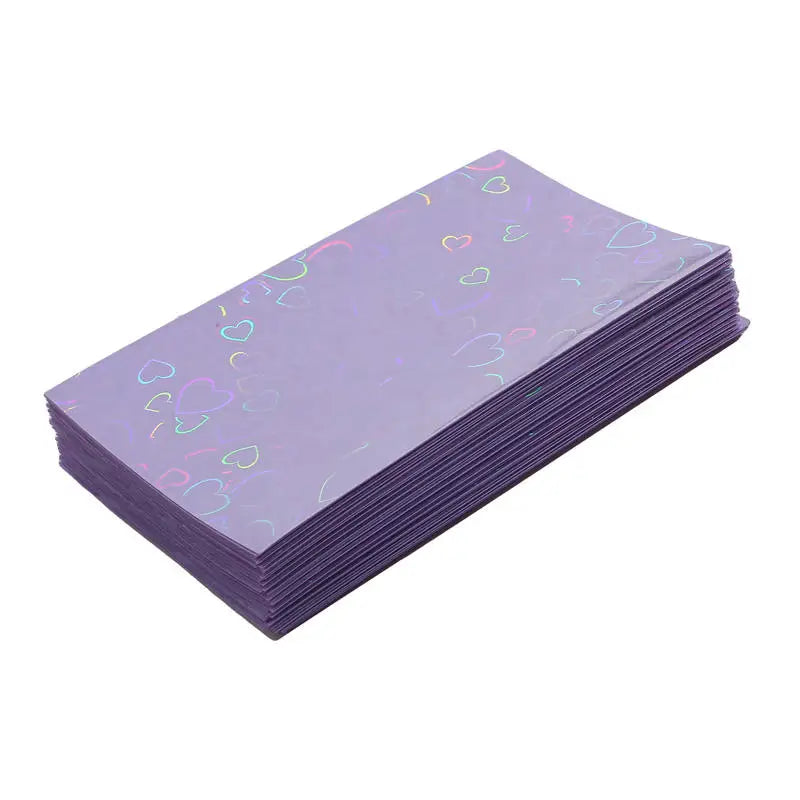 50Pcs/Pack Holographic Heart Kpop Photocard Sleeves Double Layer Matte Card Protector for Photo Cards Album Collectibles Peaceful Pleasures Health and Wellness purple