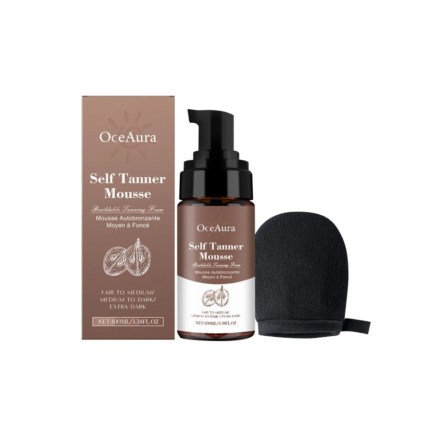 OceAura Sunless Self Tanning Mousse | Buildable Glow 100ml