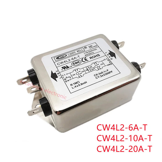 CW4L2-20A-T EMI Power Filter Single Phase CW4L2-10A -T CW4L2-6A -T AC 115V / 250V 20A 50/60Hz For Laser Machine for CANNY WELL Peaceful Pleasures Health and Wellness