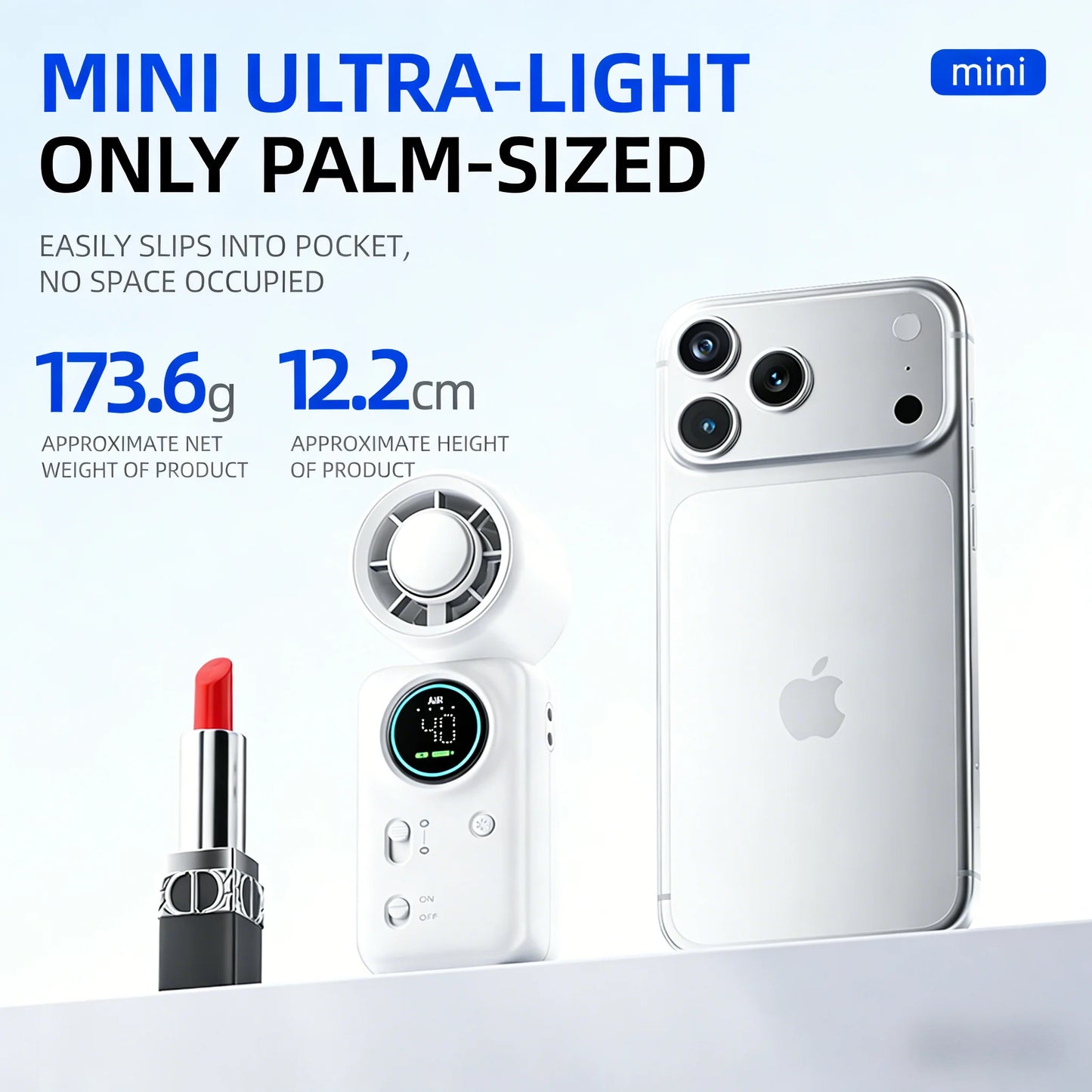 Portable Mini Handheld Fan 4000mAh High Speed Cooling LED Display 100 Adjustable Settings USB Rechargeable Desk Fan Travel Peaceful Pleasures Health and Wellness