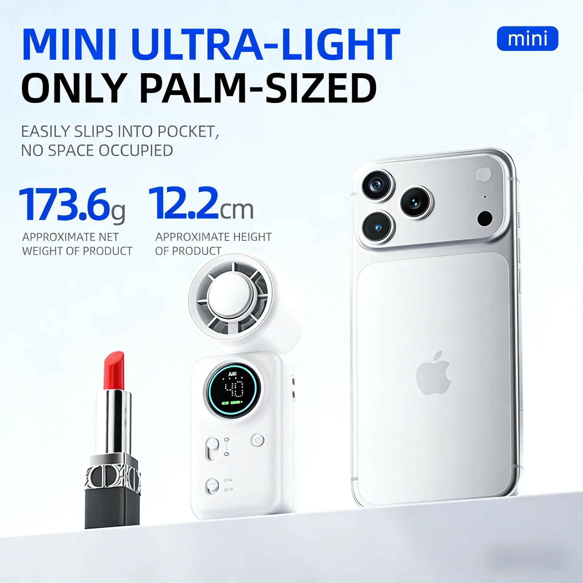 Portable Mini Handheld Fan 4000mAh High Speed Cooling LED Display 100 Adjustable Settings USB Rechargeable Desk Fan Travel Peaceful Pleasures Health and Wellness
