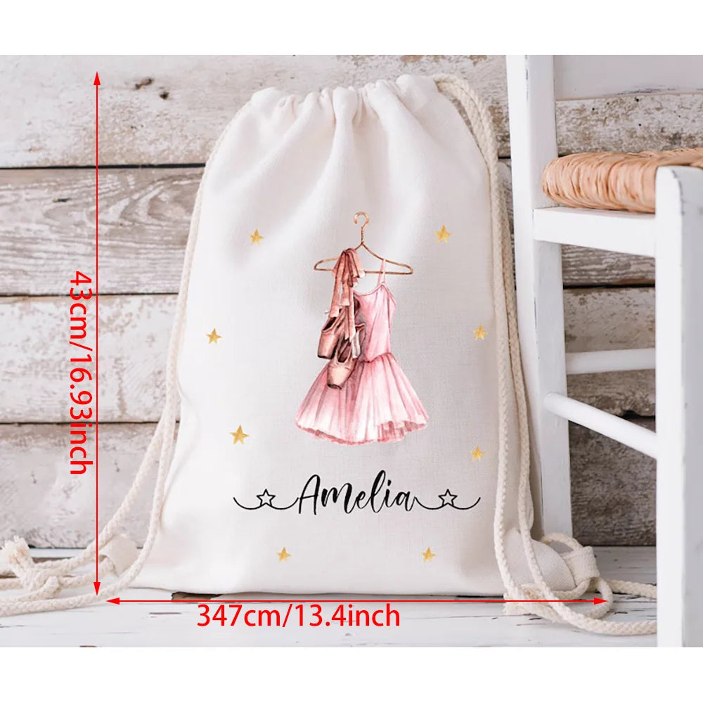 Personalized Ballet Drawstring Bag | Girls Dance & Gym Bag Personalized Drawstring Bag Peaceful Pleasures Health and Wellness