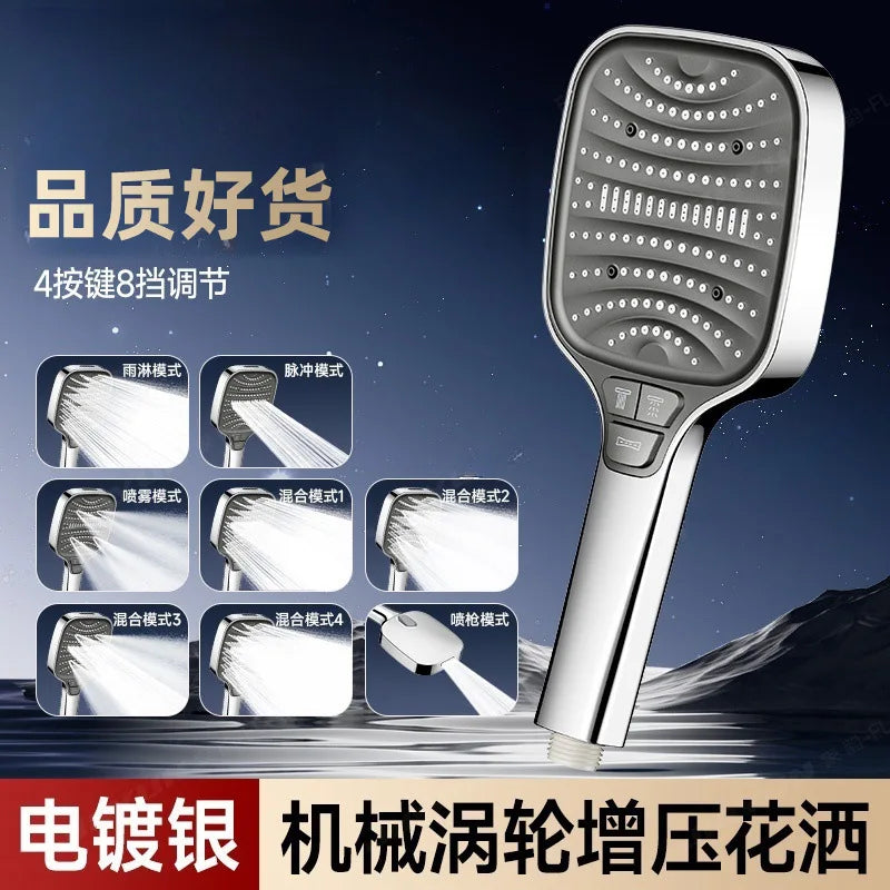 8-Mode High-Pressure Water-Saving Handheld Shower Head
