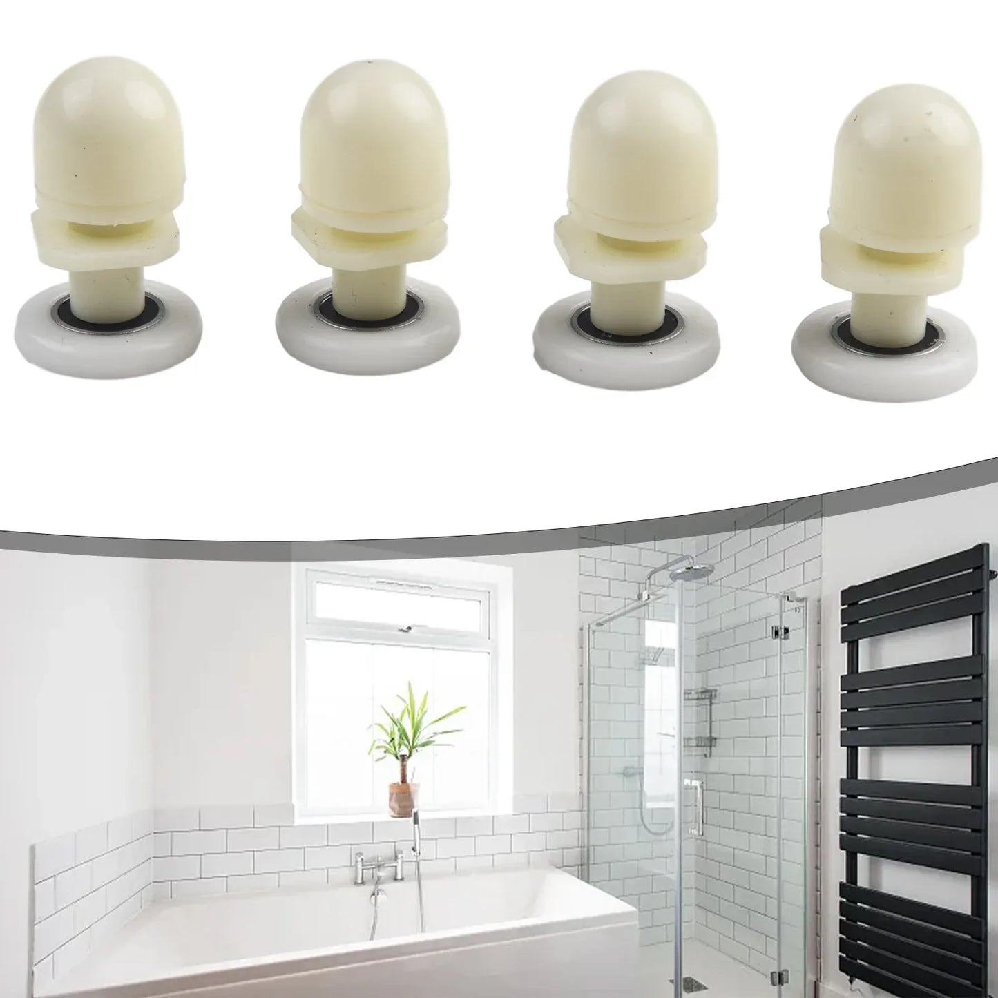 Shower Door Rollers 19/23/25mm – Set of 4 Replacement Pulleys