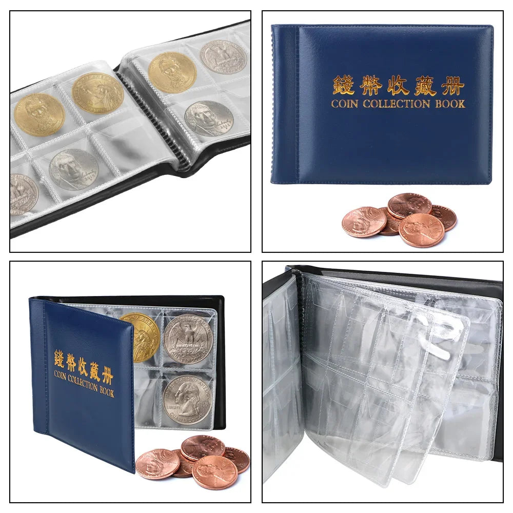 PU Leather Coin Collection Album – 60 or 120 Pocket Organizer