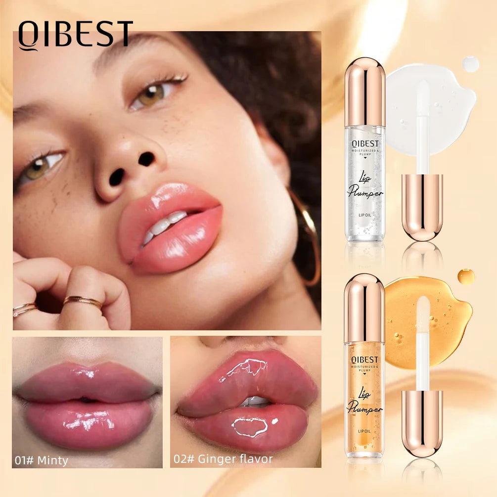 QIBEST Lip Plumper Oil Serum Instant Long Lasting Volumising Lip Oil Repair Lip Fine Lines Sexy Lip Balm Makeup Lip Gloss Peaceful Pleasures Health and Wellness