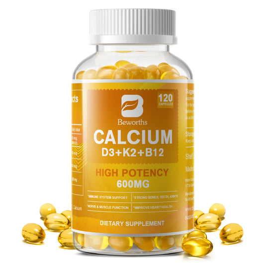 BEWORTHS 4-in-1 Vitamin D3 + Calcium Capsules – Bone, Heart & Immune Support Dietary Supplement Peaceful Pleasures Health and Wellness