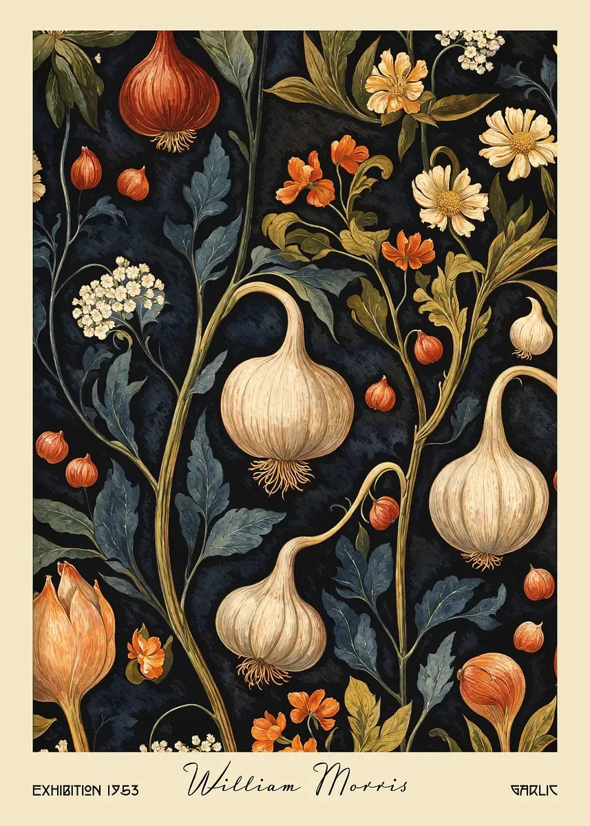 William Morris Retro Kitchen Fruit Canvas Wall Art | Dining Decor