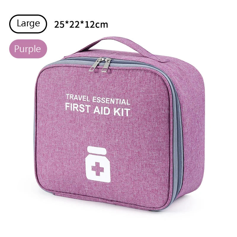 Home First Aid Kit Large Capacity Empty Medicine Storage Bag Portable Travel Medicine Box Survival Bag Emergency Bag For Car Peaceful Pleasures Health and Wellness Purple Large