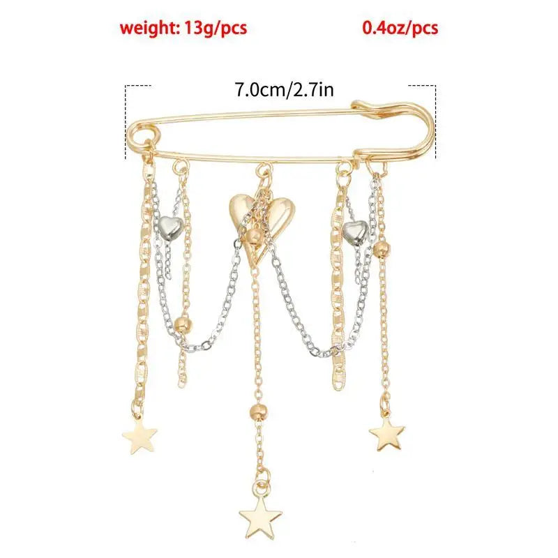 Retro Star Pearl Tassel Brooch Pin | Elegant Women's Accessory