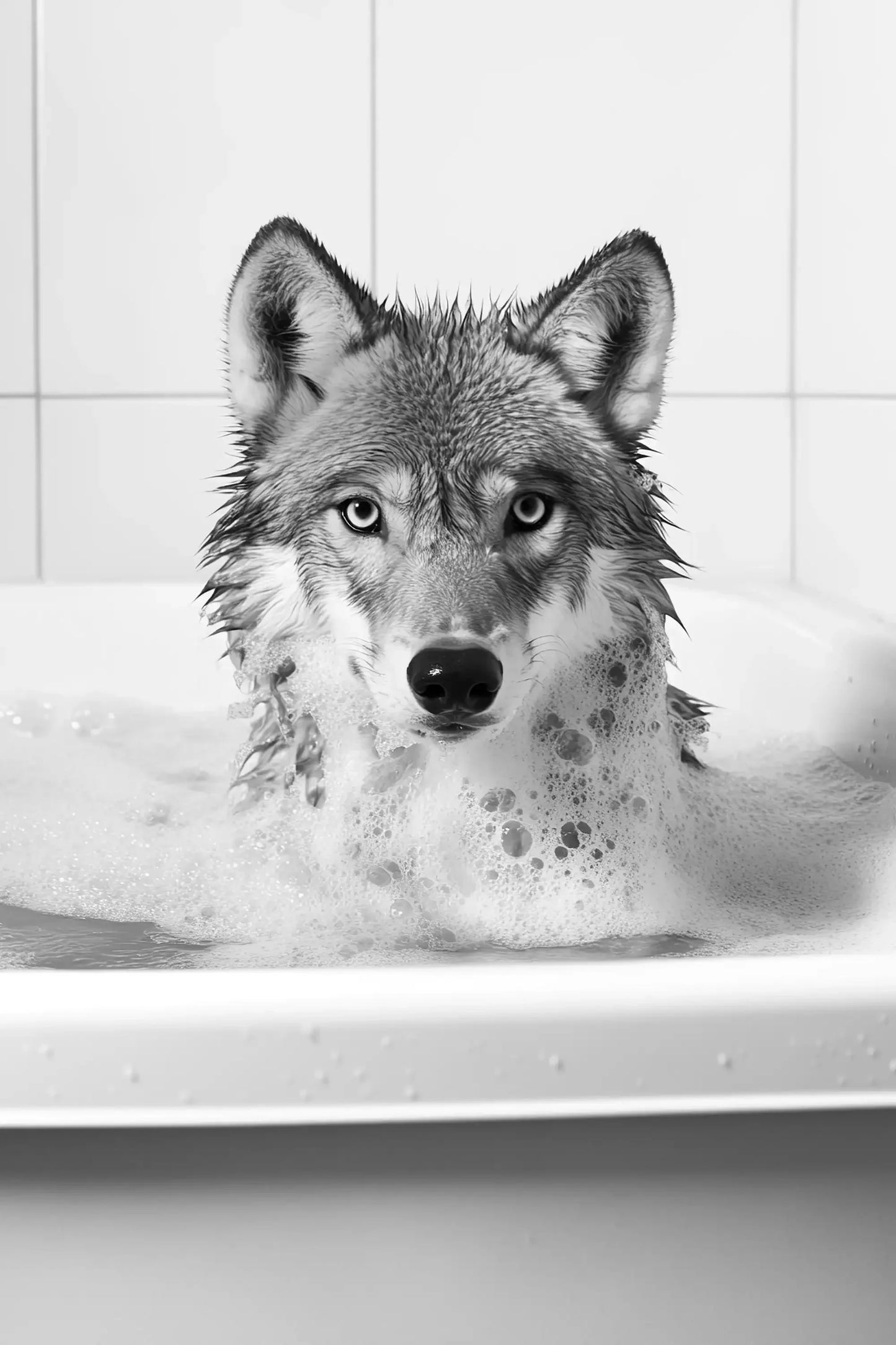 Black & White Cute Animal Toilet Paper Canvas Wall Art Poster