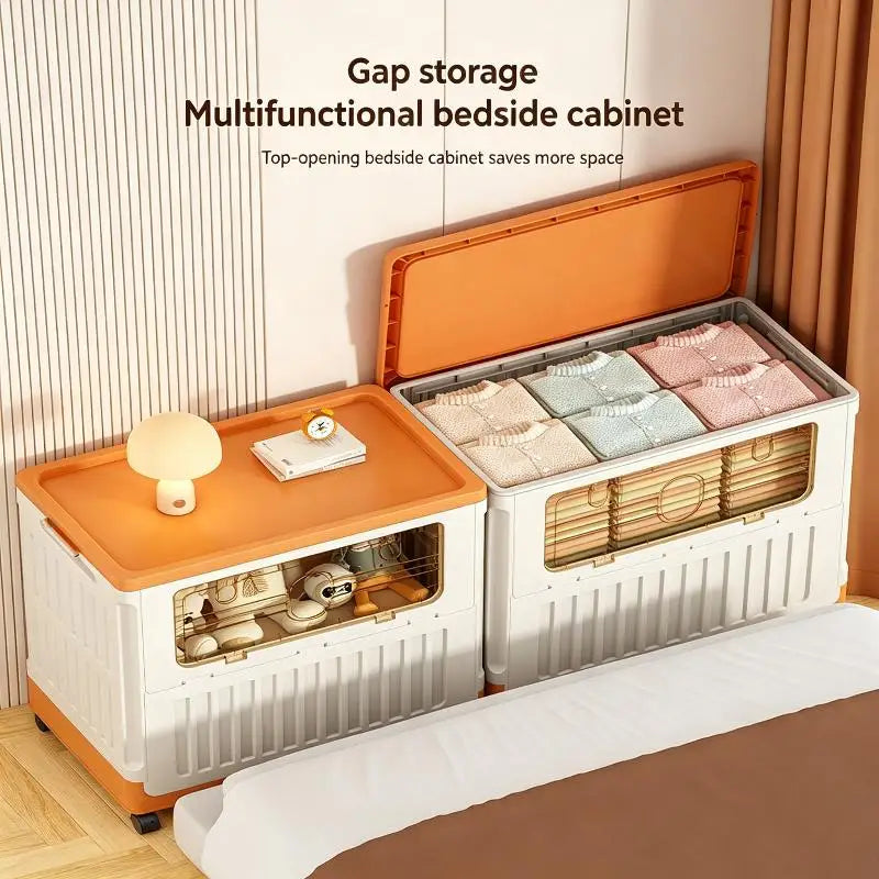 Foldable Plastic Storage Box with Wheels – Large Organizer Rolling Storage Box Peaceful Pleasures Health and Wellness