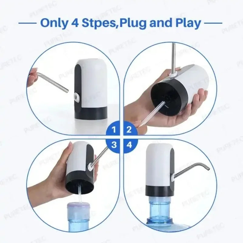 USB Water Dispenser Waterer Drink Items Automatic Manual Pump Rechargeable Electric Kitchen. Bottle Dispensing Drinkware Carboy Peaceful Pleasures Health and Wellness