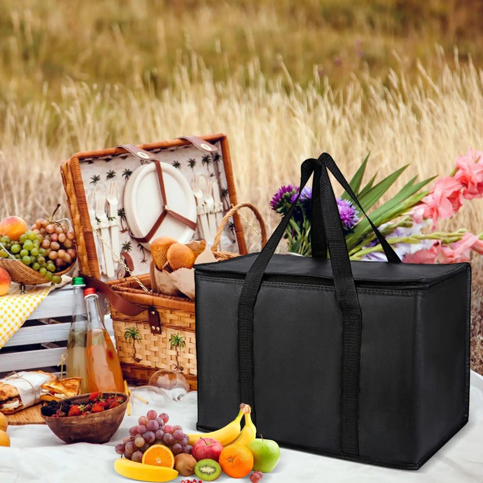Thermal Insulation Bag Portable Picnic Thermal Bag For Food Delivery Insulated Cooler Bag Foldable Reusable Grocery Bag 65-70L Peaceful Pleasures Health and Wellness