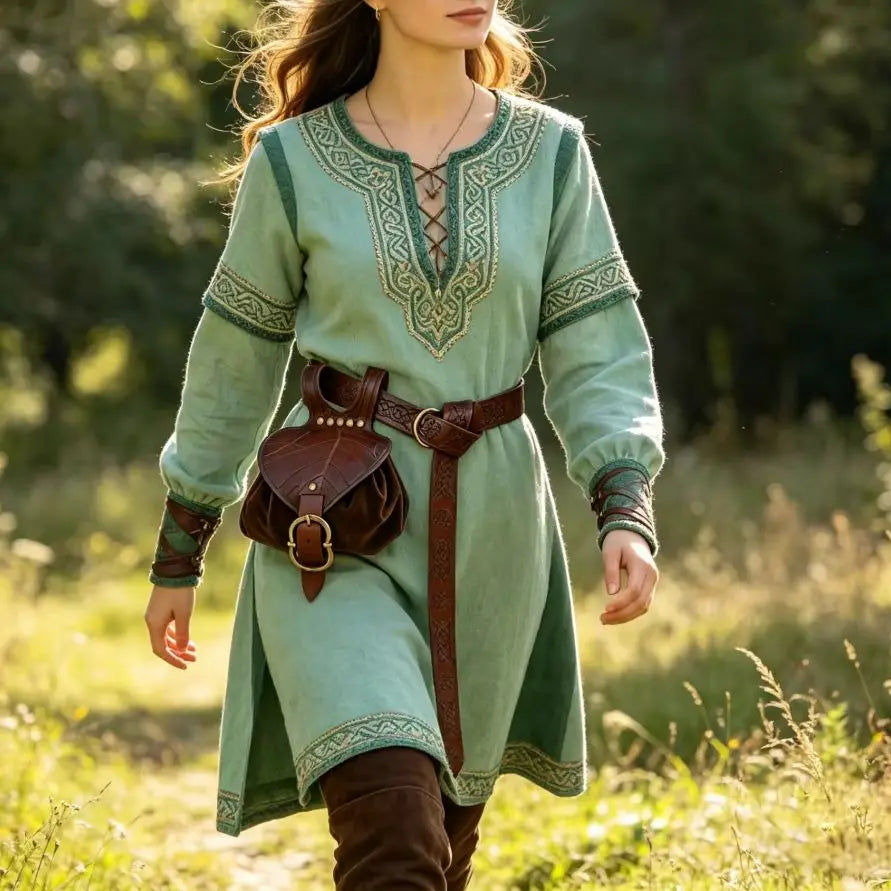 Medieval Waist Bag Retro PU Leather Elf Leaf Copper Coin Belt