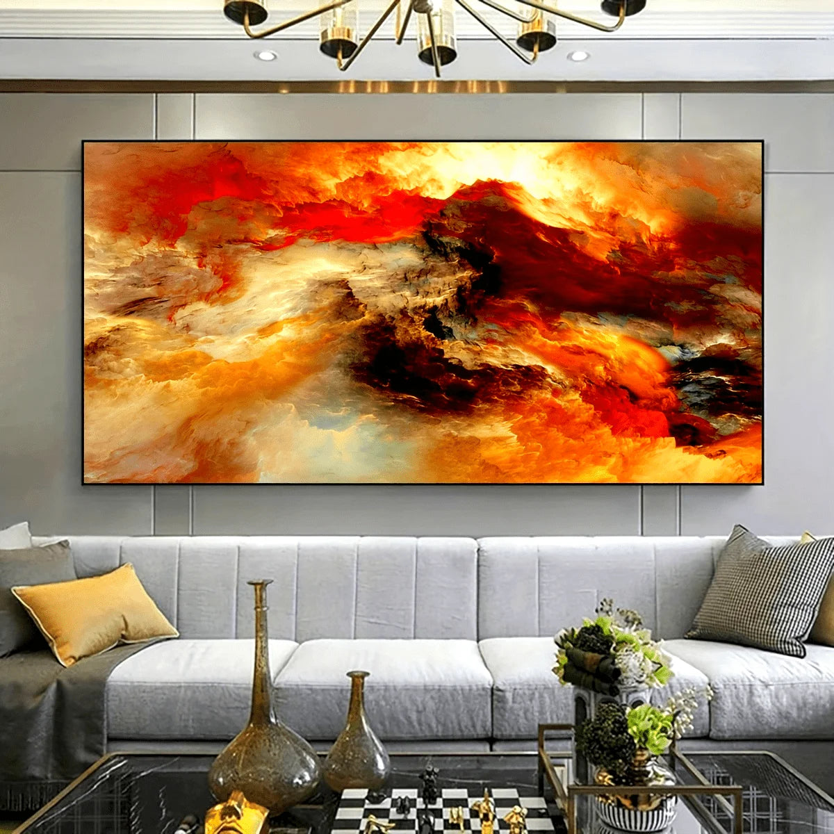 Abstract Canvas Wall Art – Blue Yellow Orange Swirls Poster Canvas Wall Poster Peaceful Pleasures Health and Wellness ZLH4329 20x40cm No Frame